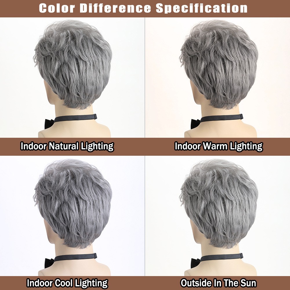 10″ Men’s Short Silver Gray Wig Full Wig Party Cosplay Heat Resistant Synthetic