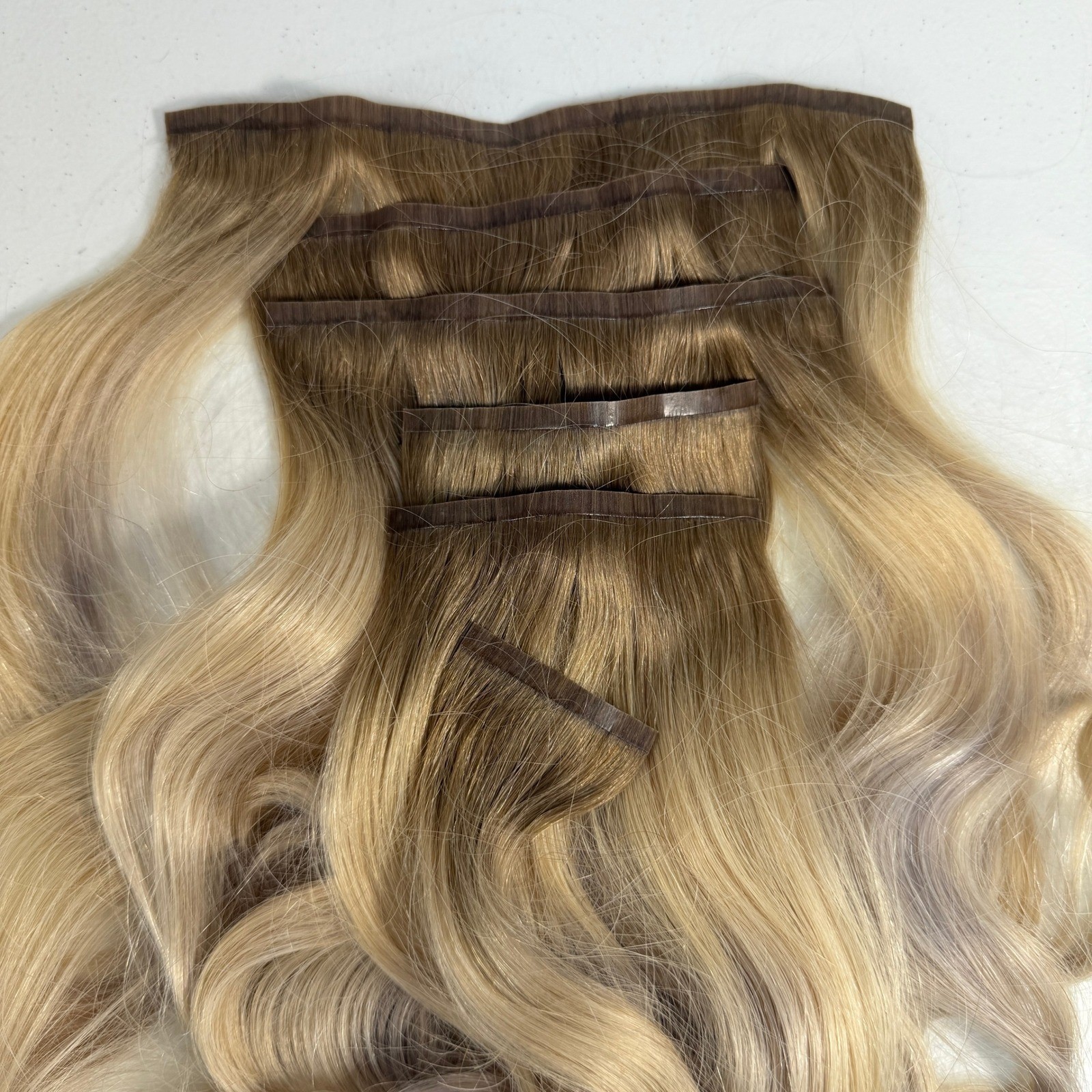Lacerhair Hair Human 16″ Extensions Clip In Ombre Wavy Full Head Set Blonde