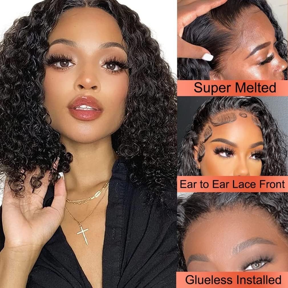 Short Bob Wigs Curly Bob Wig Human Hair 13×4 HD Lace Front Wigs for Women