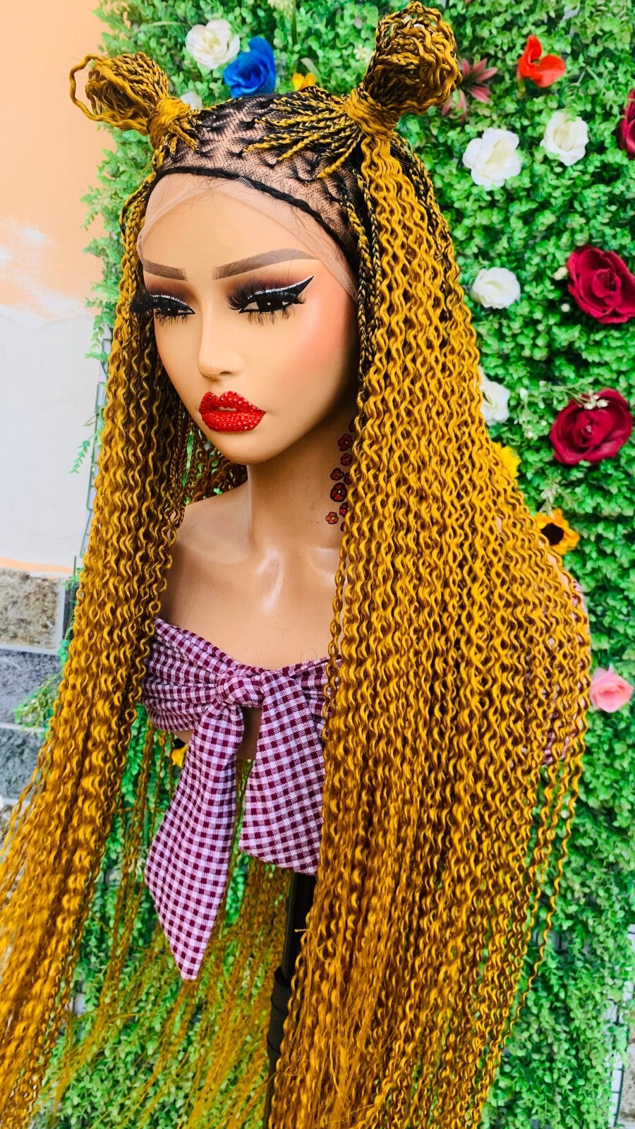 KNOTLESS WATERMELON BRAIDED WIG ON 13*6 LACE CLOSURE 42″