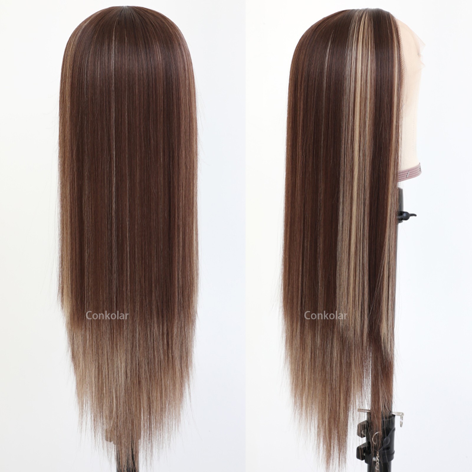 Highlights Hair Wig Long Straight Heat Resistant Synthetic Lace Front Wigs Women