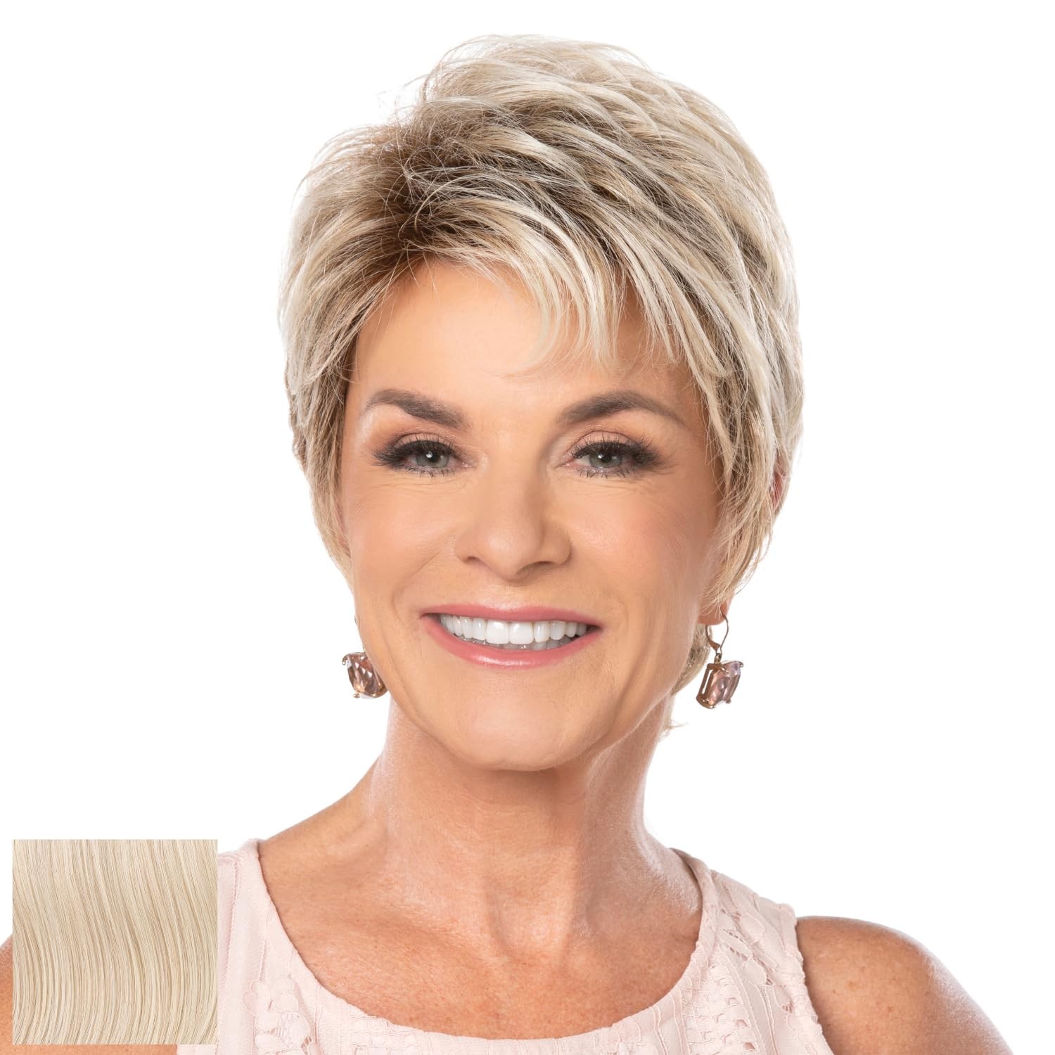 Toni Brattin Wig – Platinum Blonde Short Textured Plus Size COLOR IN PHOTOS
