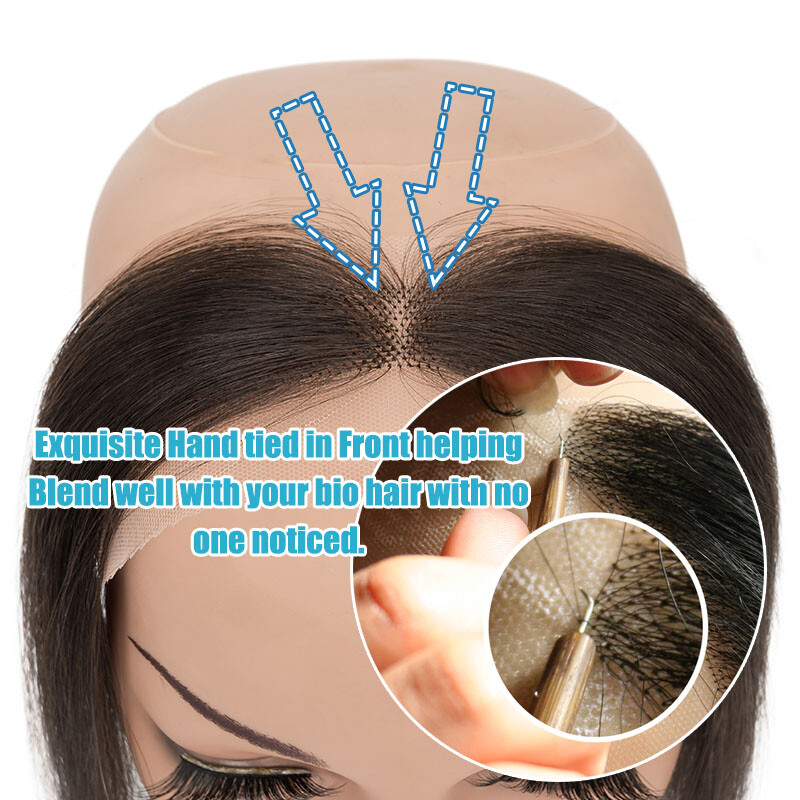Front Hairline Full Lace Cover-up Hairpiece Remy Human Hair Patch Topper Toupee