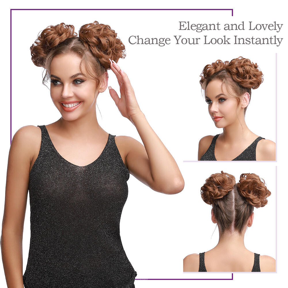 Curly Messy Bun Hair Piece Scrunchie Natural Updo Extensions Real as human THICK