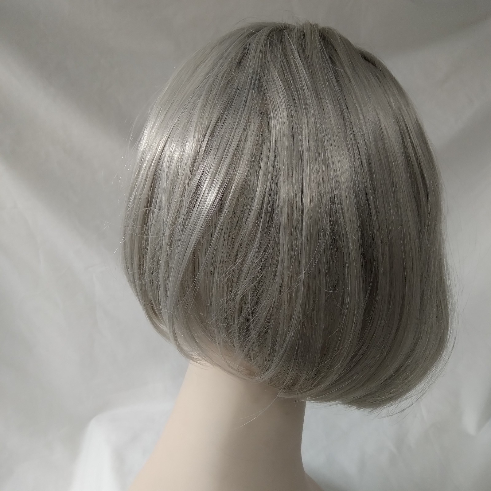 SW07 Gray Bob Wig Short 12″ women soft bangs easy to wear Colorful synthetic