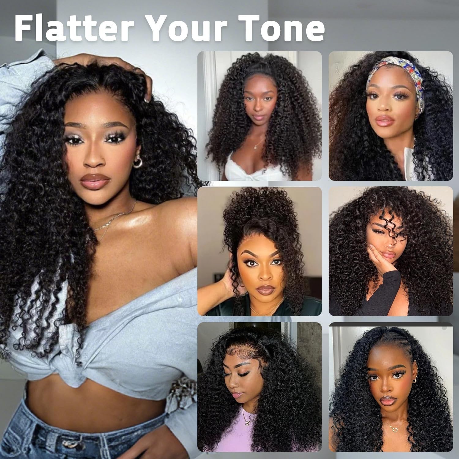 Kinky Curly Half Wig 20″ | 200% Density Glueless Drawstring Headband Wig for Wom