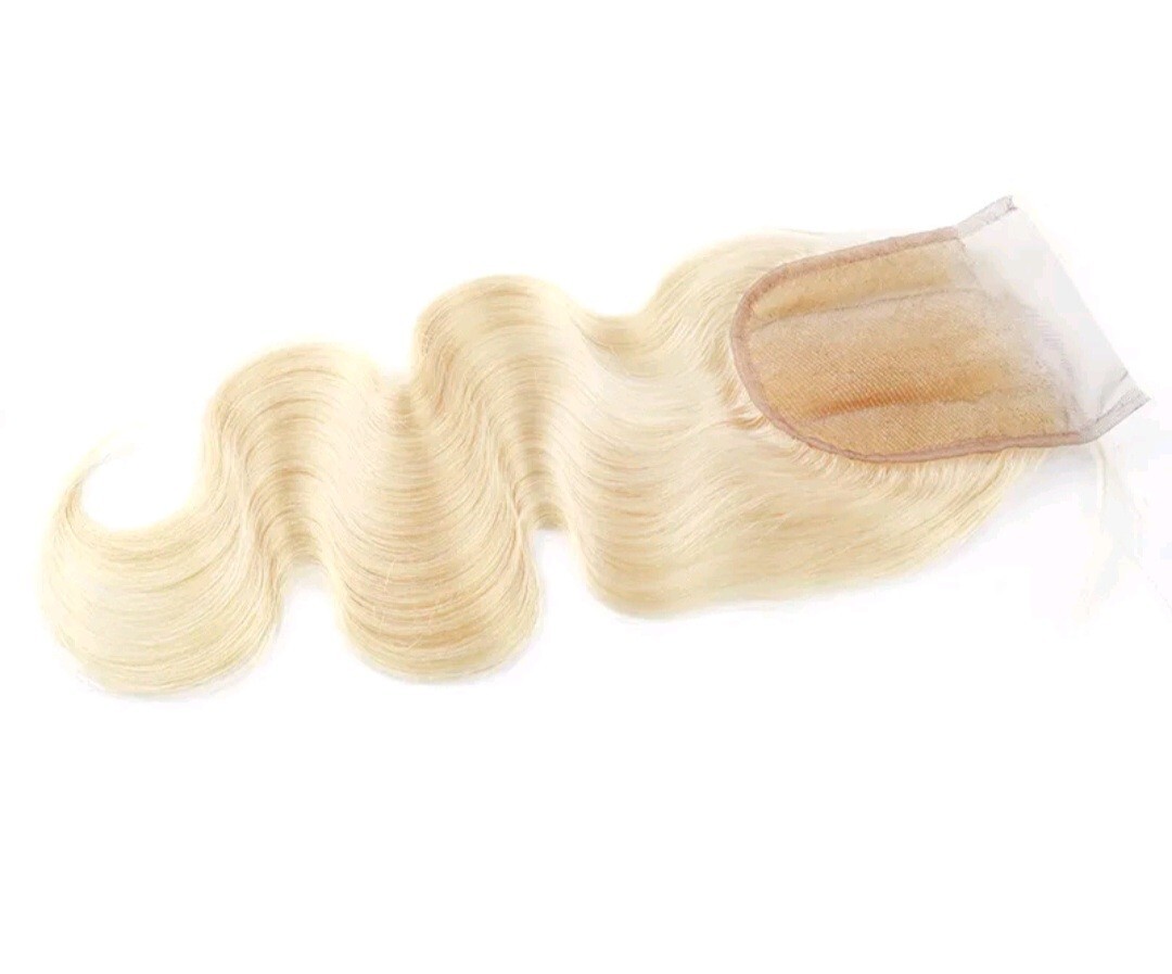 PERUVIAN PURE BLONDE 613# LACE CLOSURE 4X4/5X5/6X6/7X7/13X4/13X6 STRAIGHT/B WAVE