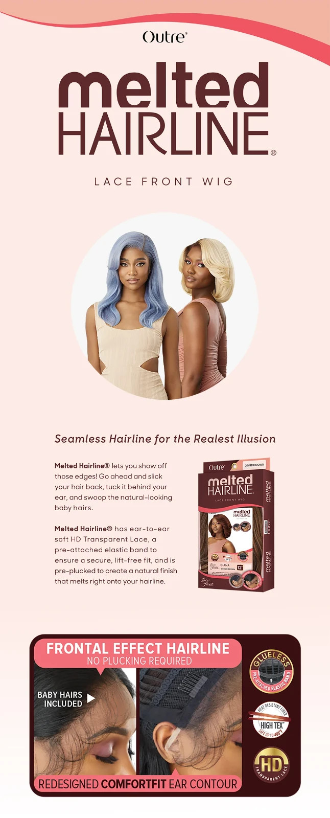 LUCIENNE by OUTRE Melted Hairline HD Lace Front Synthetic Soft Swiss Lace Wig