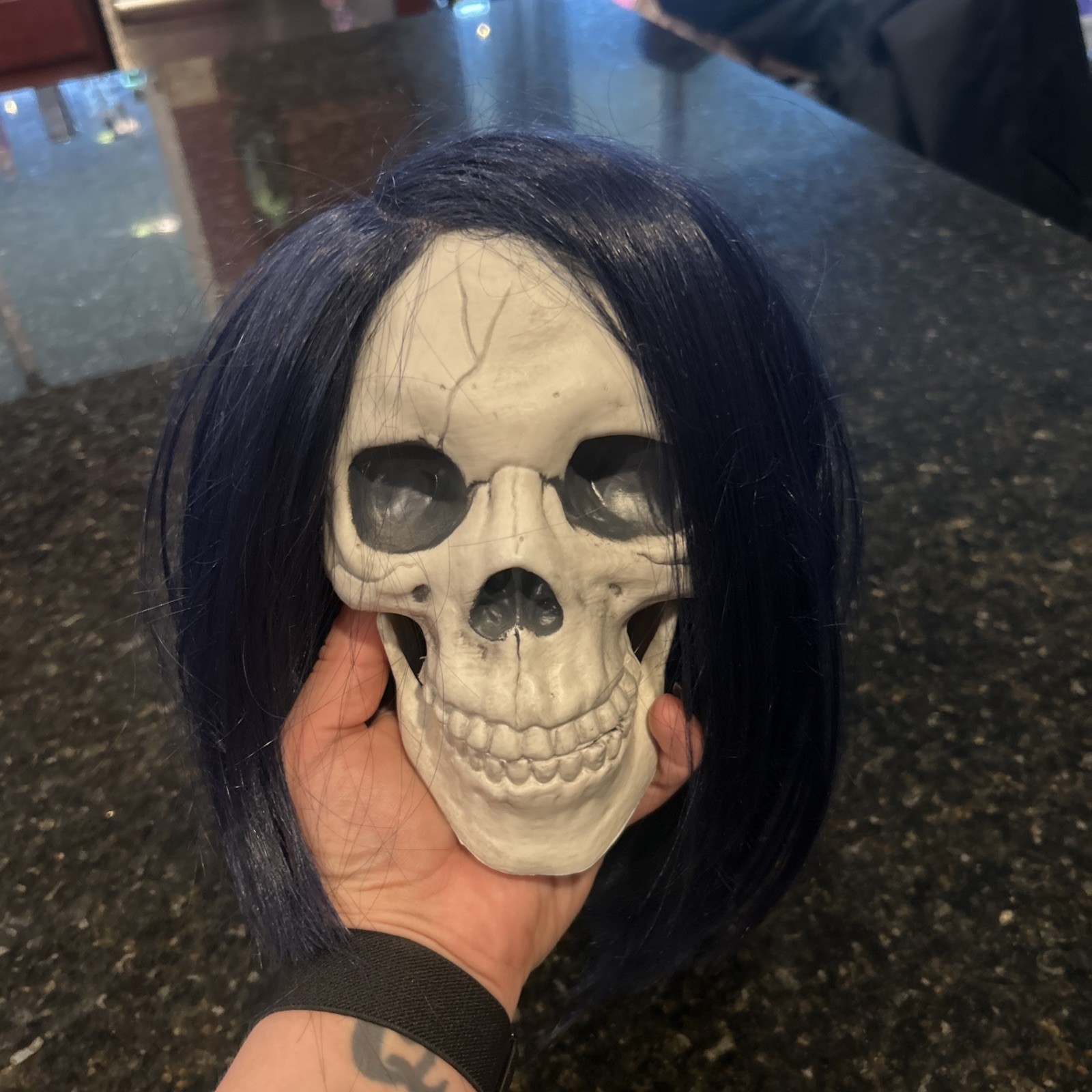 Dark Blue Asymmetrical Bob Wig Short Straight Hair