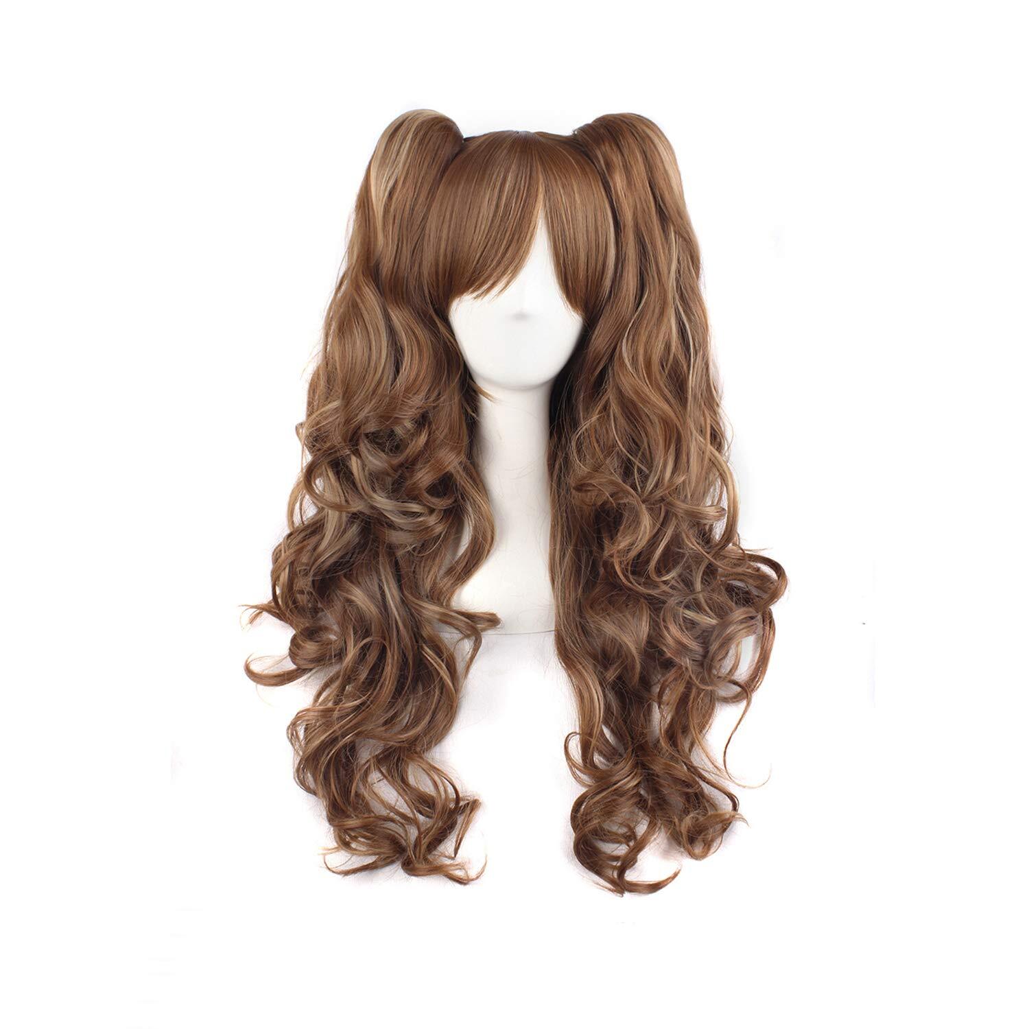 MapofBeauty Multi-color Lolita Long Curly Clip on Ponytails Cosplay Wig