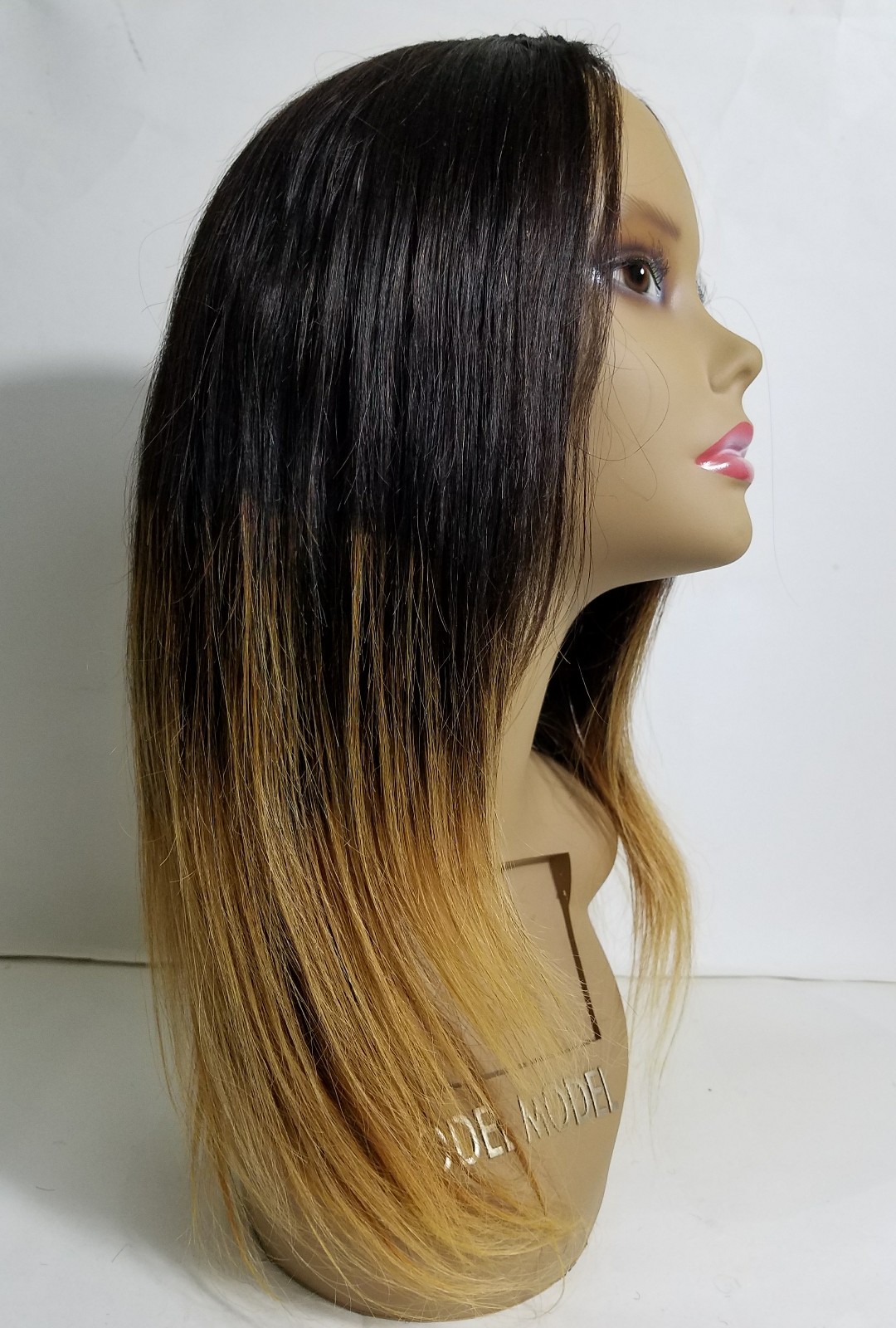 Wig Handmade U PART 100% Human Remy Hair 12” 14” Black/Blonde Ombre
