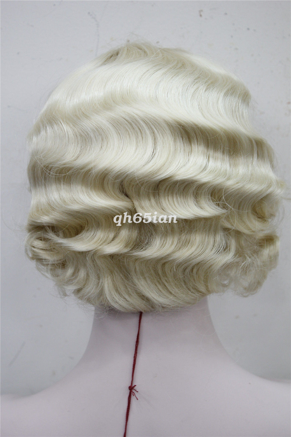 Womens Retro Short Finger Wave Curly Wavy Pinup Wigs Halloween Cosplay Wig