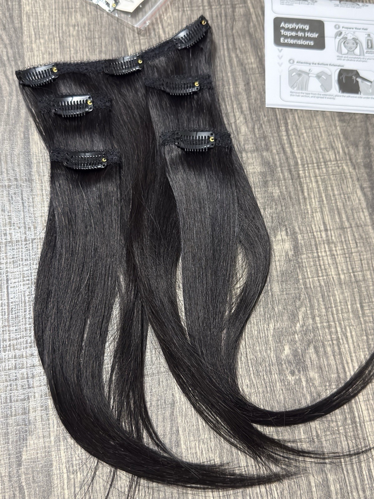 Clip In Hair Extensions Real Human Hair-5 Pcs 12 Inches #1B Natural Black