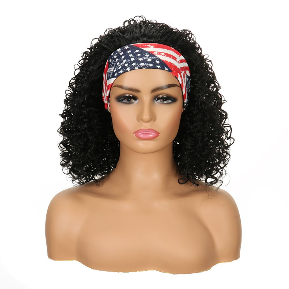 Headband Wig High Temperature Wire Black for Women Party 1Pack 16 Inches