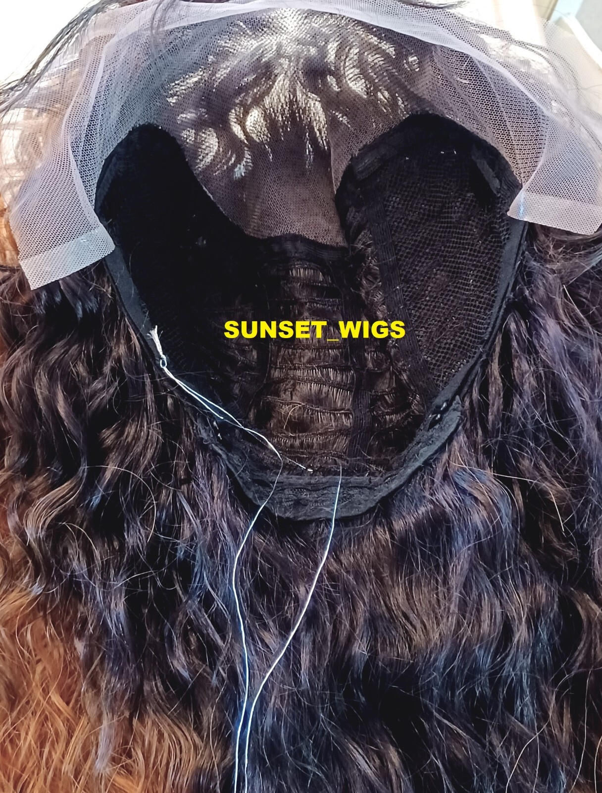 38″ FREE PART LACE FRONT WIG LONG CURLY LAYERED OMBRE BROWN AUBURN MIX