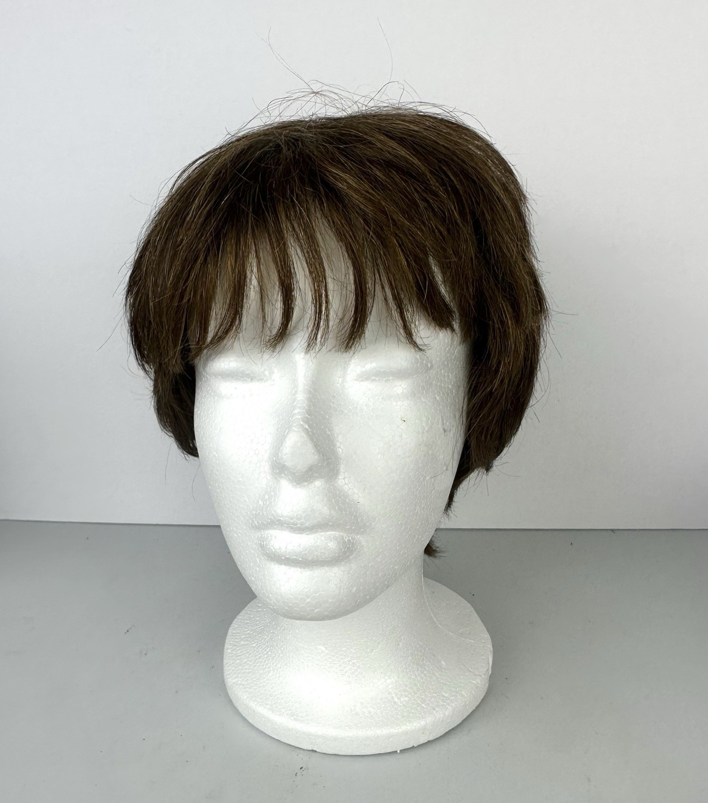 Pantene 100% Human Hair Wig Chocolate Brown Copper Highlights Adjustable NEW