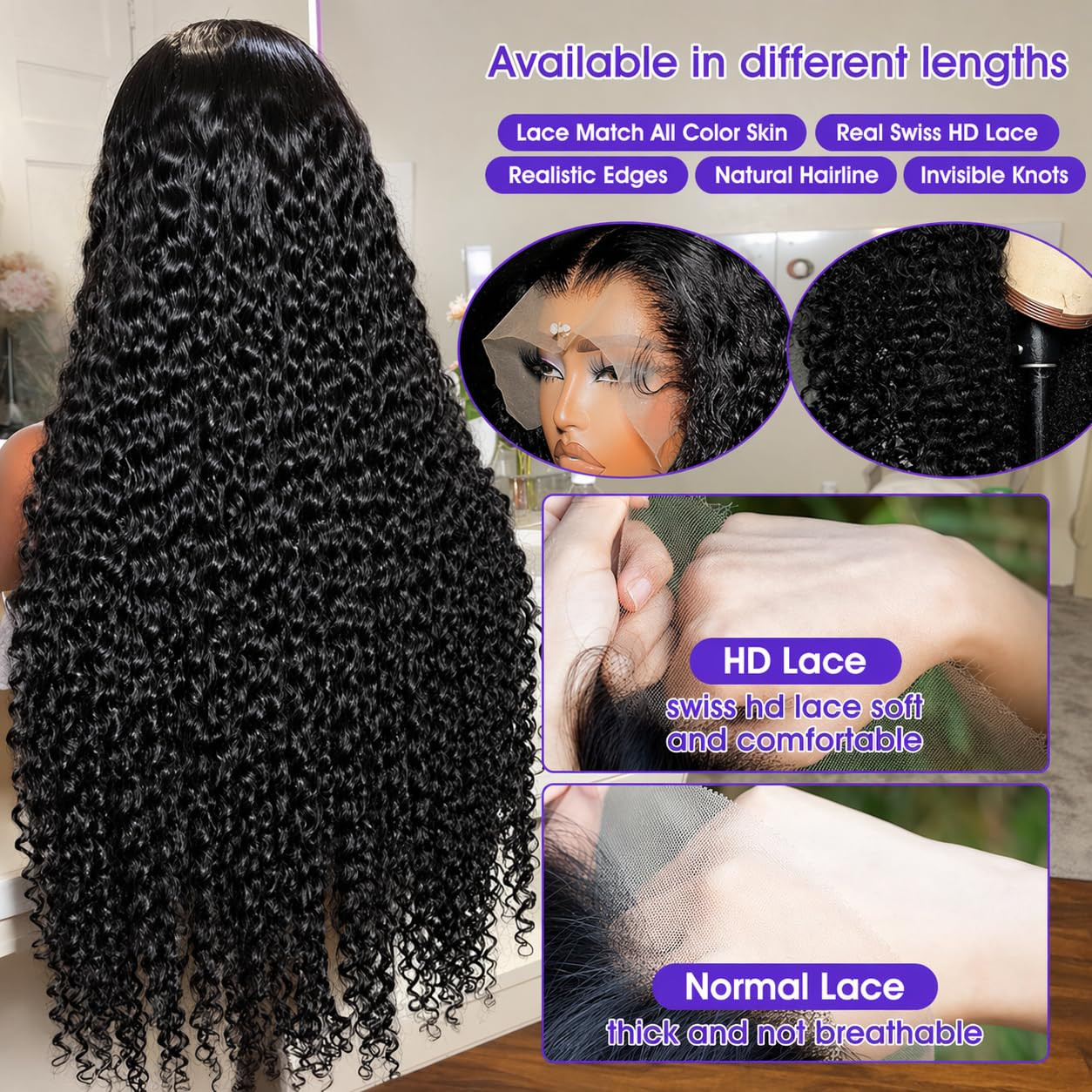 13X6 Water Wave Lace Front Wigs Human Hair 210 Density Wet and Wavy 13X6 HD Full