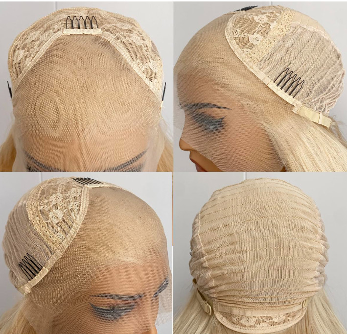 Long Wavy Rooted Pale Blonde Mix Lace Front Synthetic Hair Heat Ok Wigs