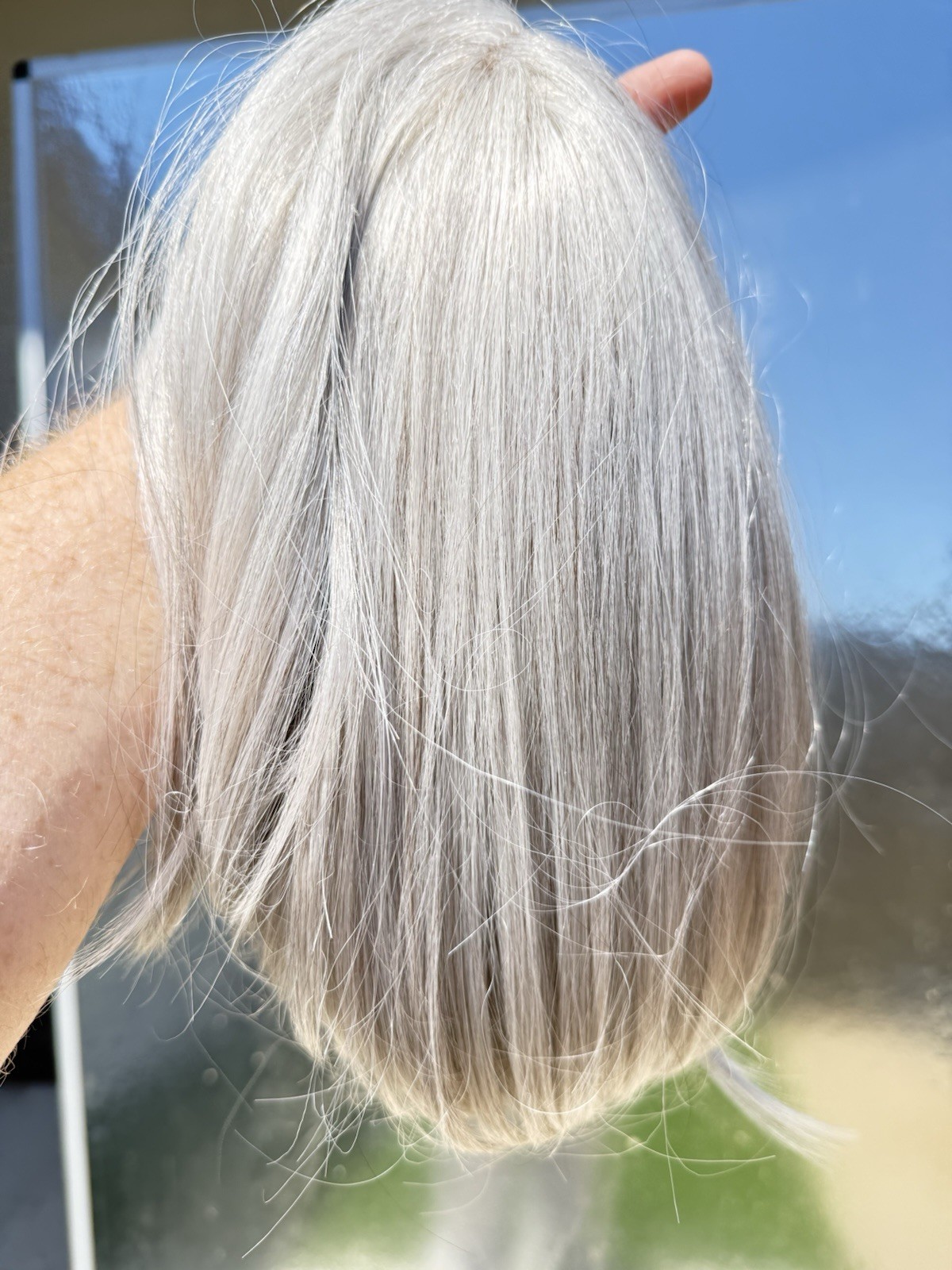 GORGIUS Silver Bob Wig Gray Highlights Lace Front Glueless Straight 12in