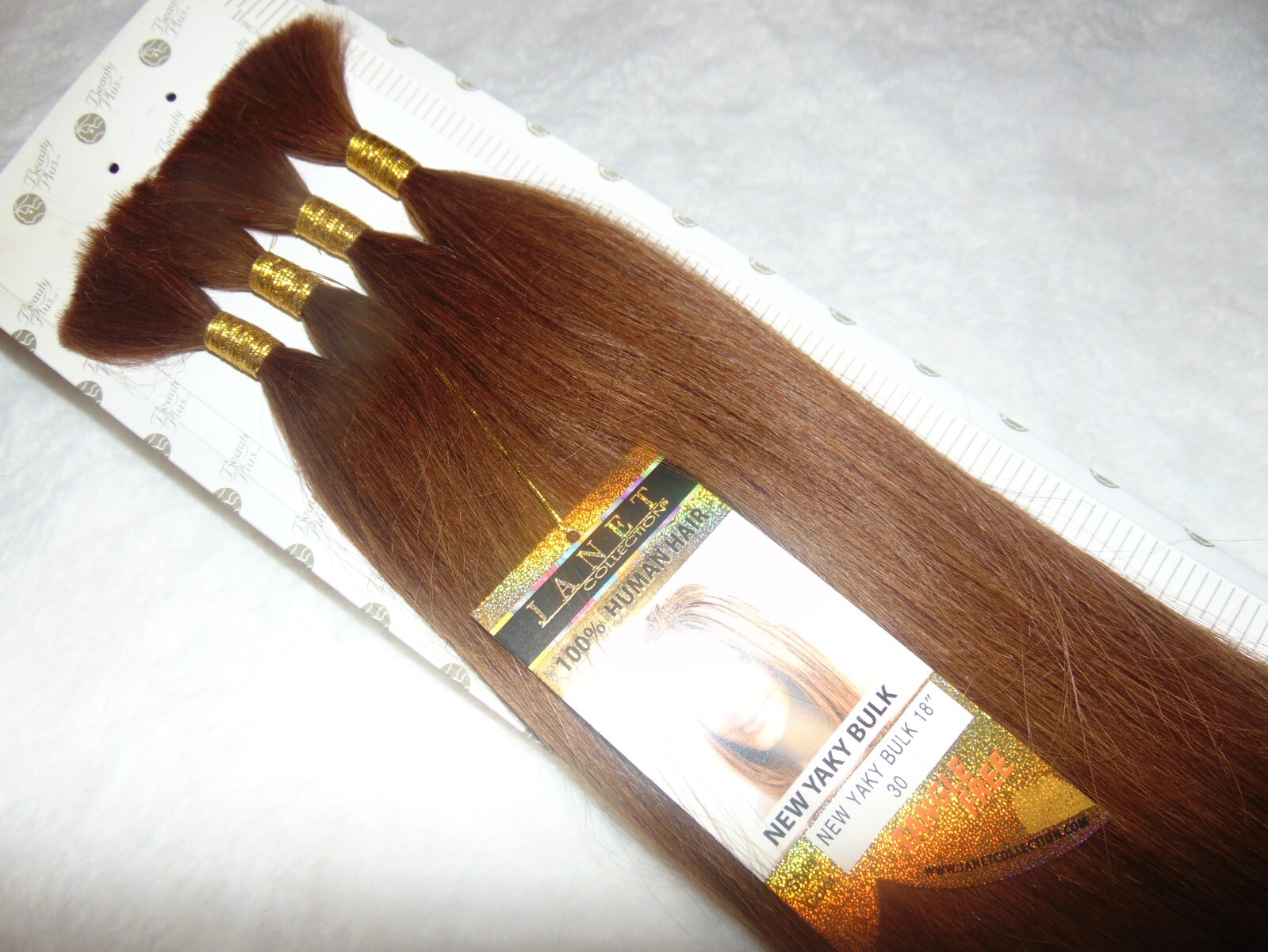 2 PK Janet Collection 100% Human Hair New Yaki Bulk 18″Color 30 (8 Bundles)