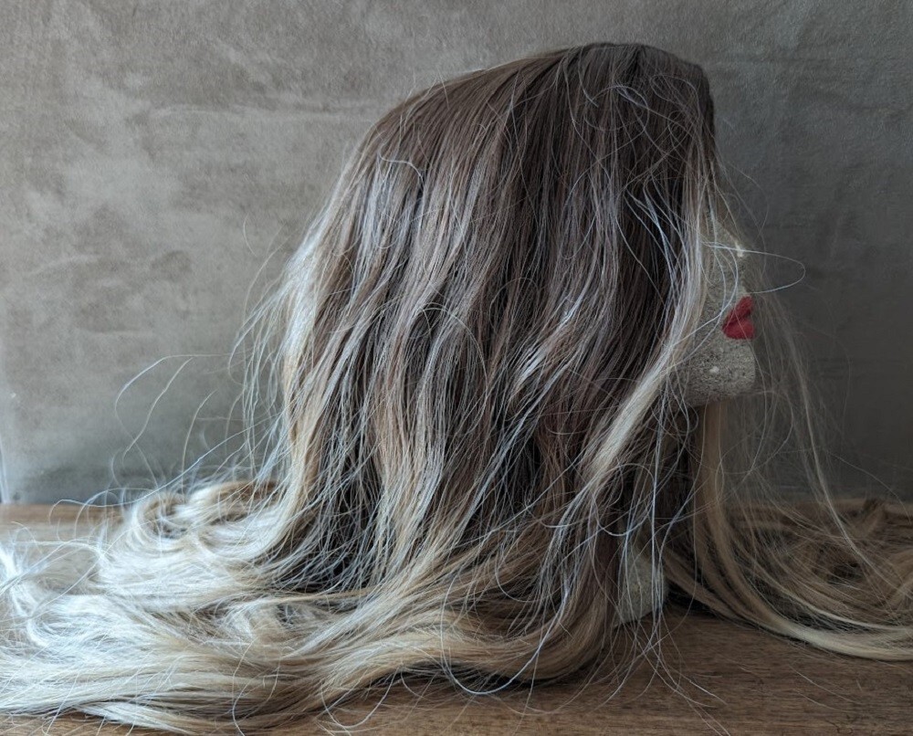 Long Ombre Brown Blonde Wig, Lace Front Adjustable, Straight Center Part, New