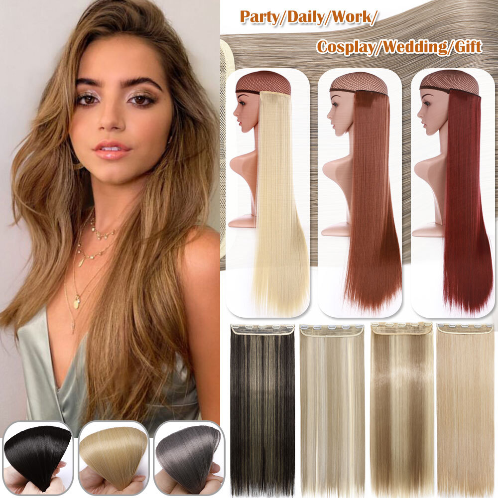 Hair Extensions Clip Full Head 1pcs 5 Clips Thick Curly Straight Real As Human H