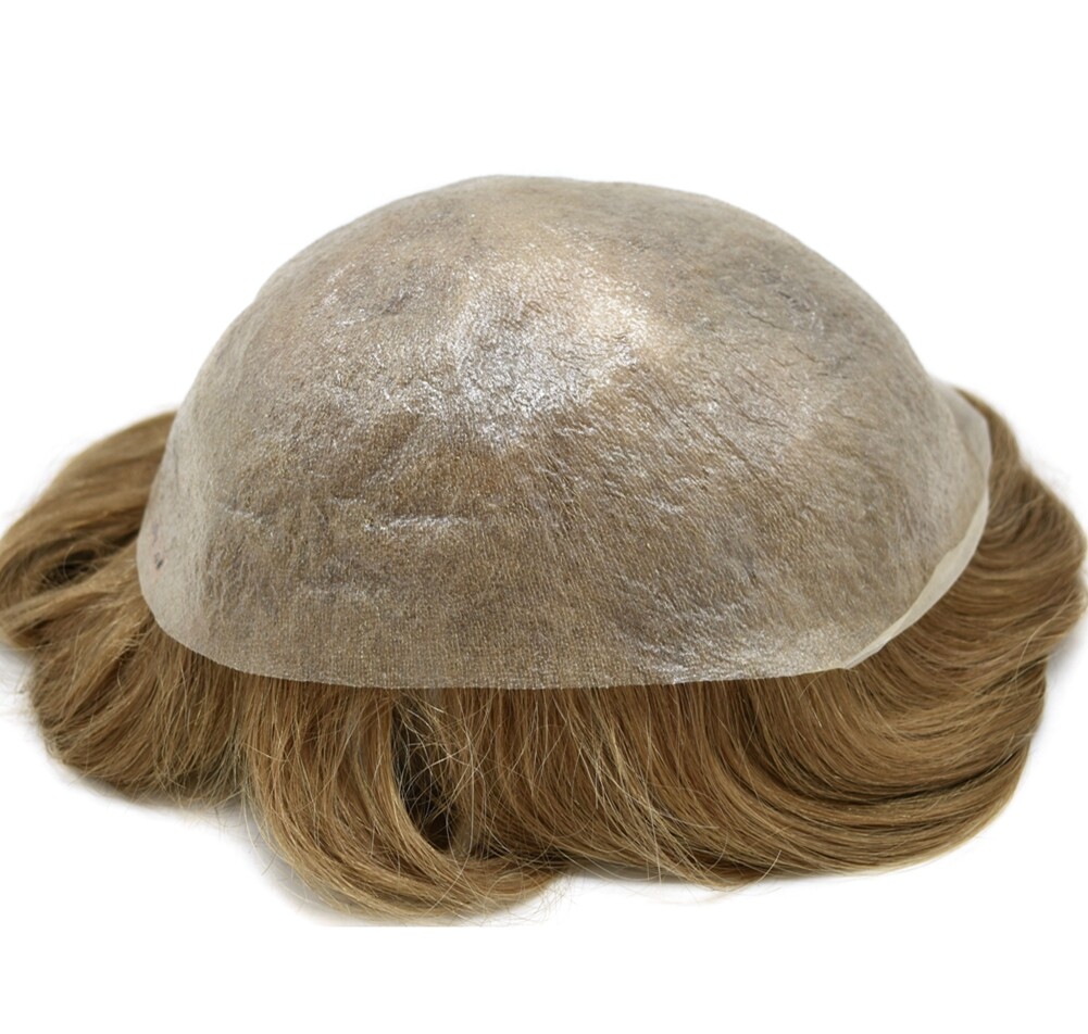 Mens Toupee Human Hair Piece Ultra Thin Skin V-Loop Men Hair Replacement System