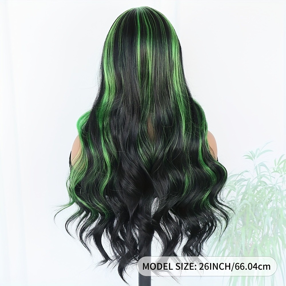 Green Highlights Ombre Black Lace Front Wigs 13×4 Free Part Glueless Body Wave