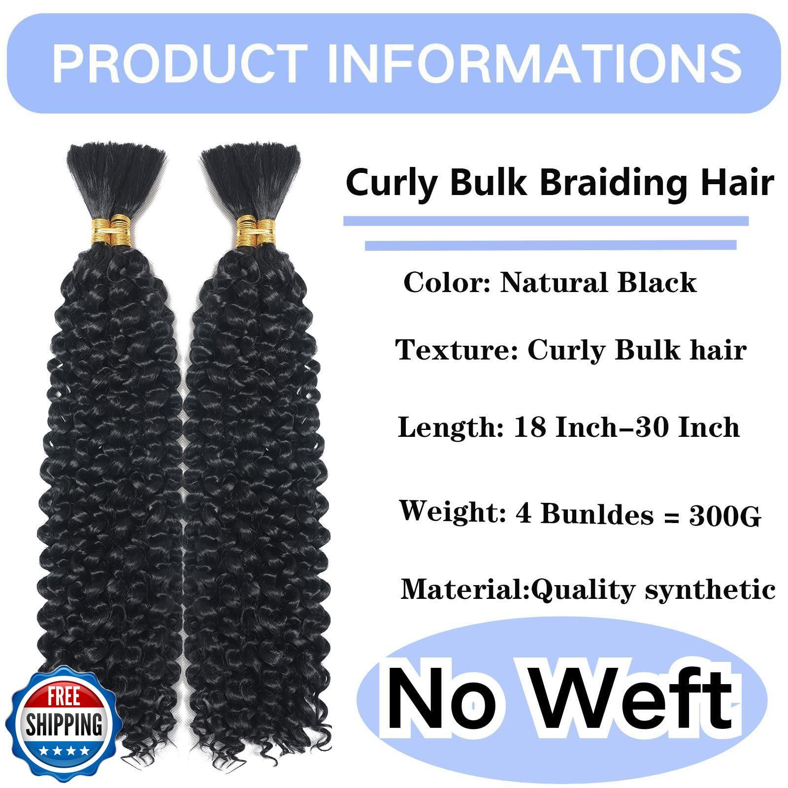 Curly Bulk hair No Weft 24Inch 310g Curly Wave Bulk Hair for Braiding Wet and