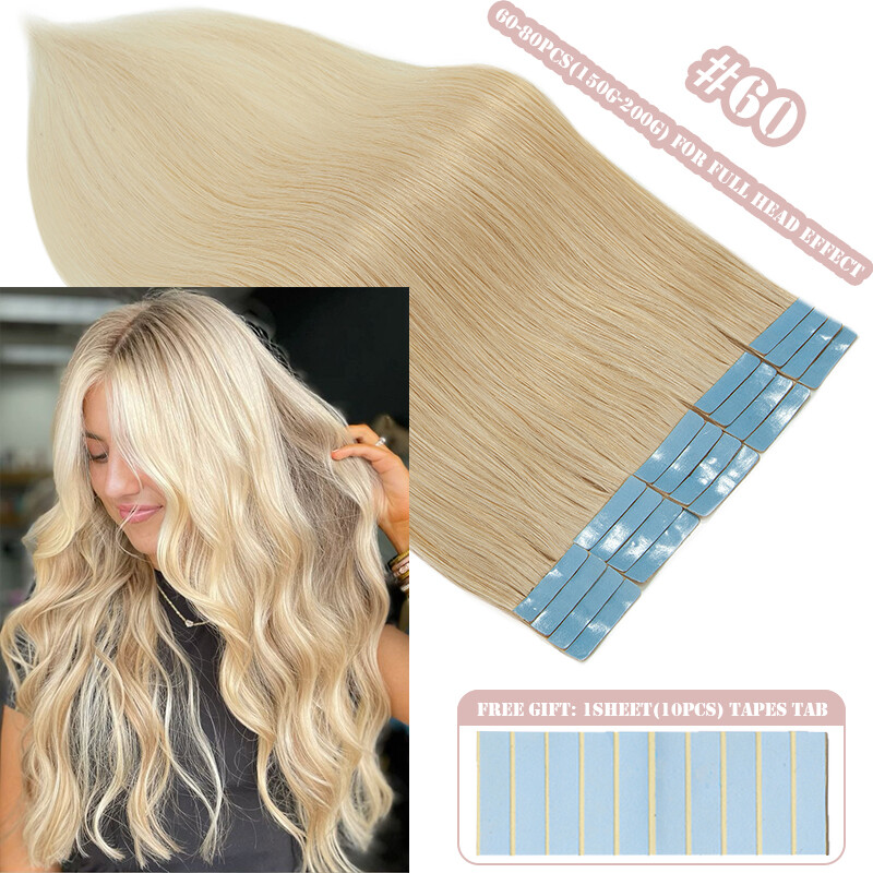 Seamless Skin Weft Tape in Remy Human Hair Extensions Dirty Ombre Blonde 80Pcs