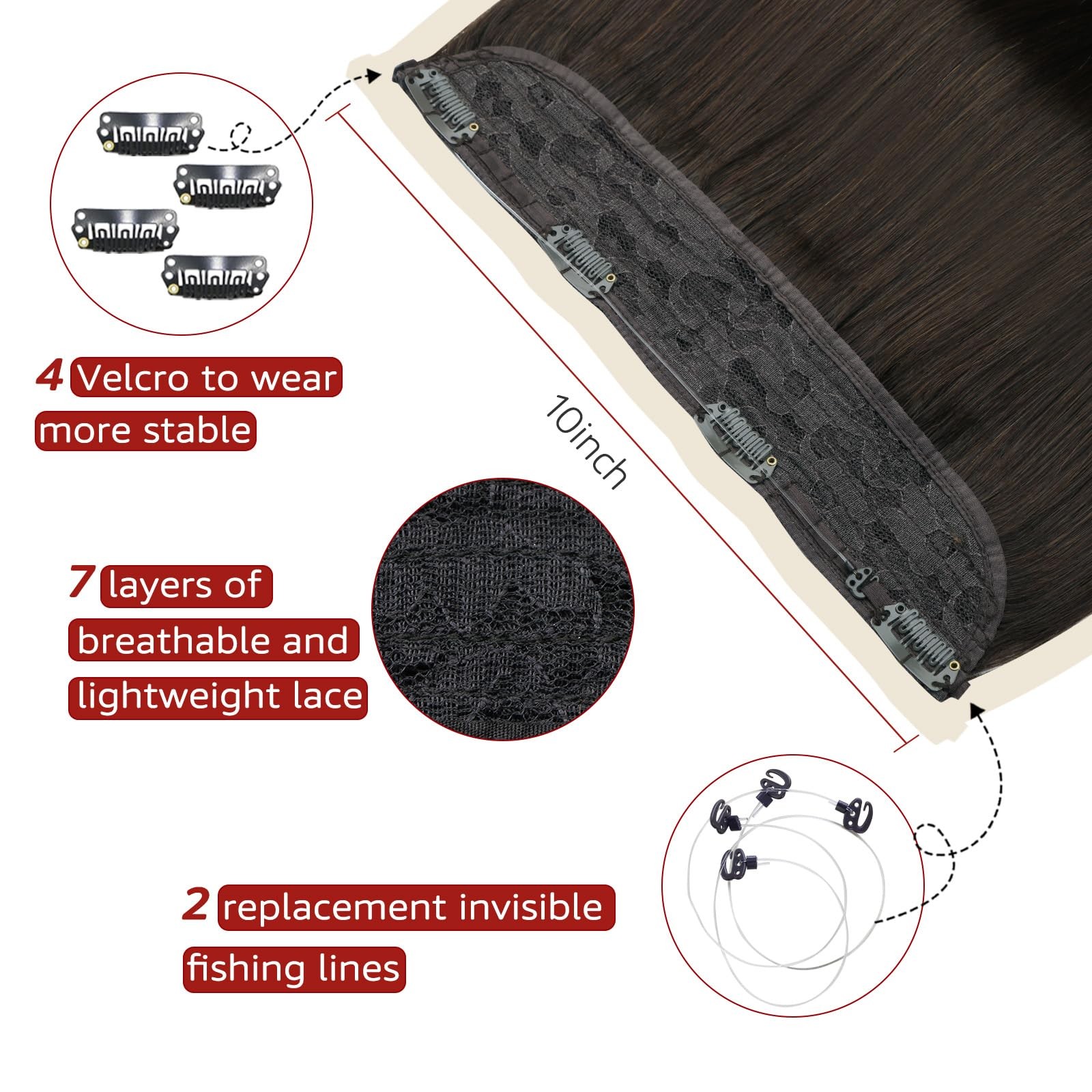 Safireny Wire Hair Extensions 70G Straight Human Hair Wire Extensions Natural