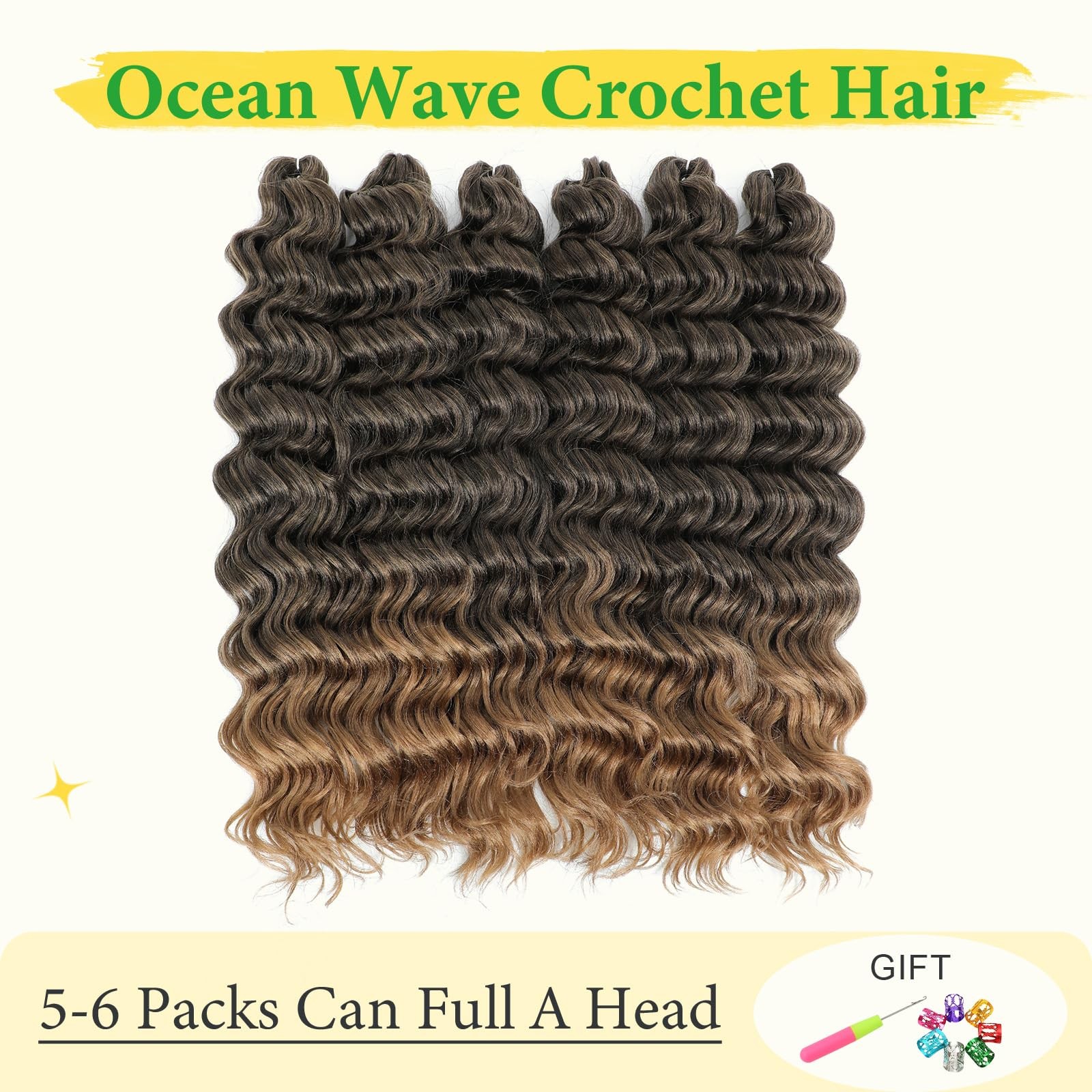 Ameli Ocean Wave Crochet Hair 24Inch Curly Braiding Hair 3Pack Wet And Wavy