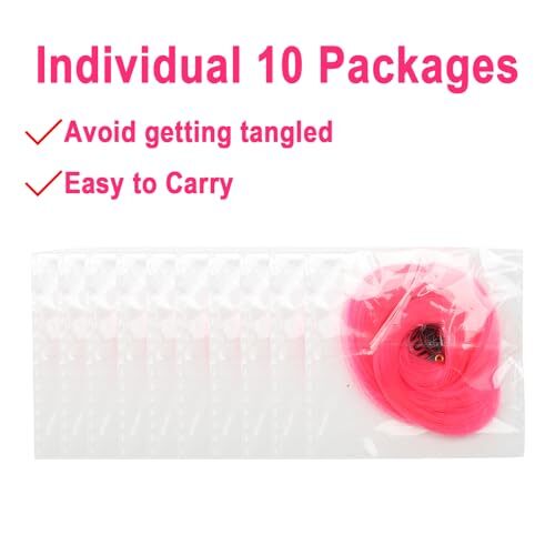 10 PCS Hot Pink Hair Extensions Clip in Kid’s Party Highlights, 10 PCS-Hot Pink