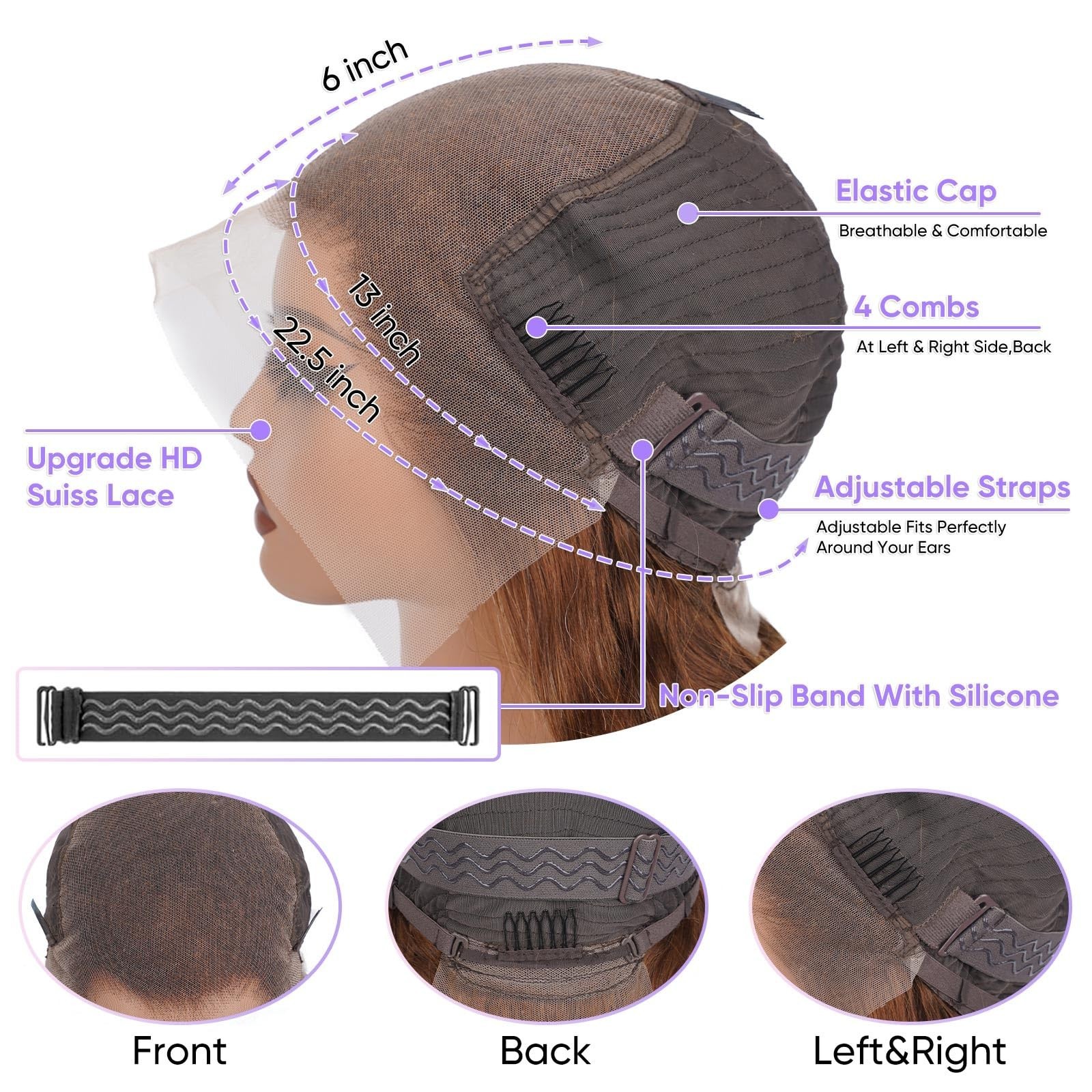 30″ Chocolate Brown Body Wave Lace Front Wig 200 Density HD Human Hair, Pre-Pluc