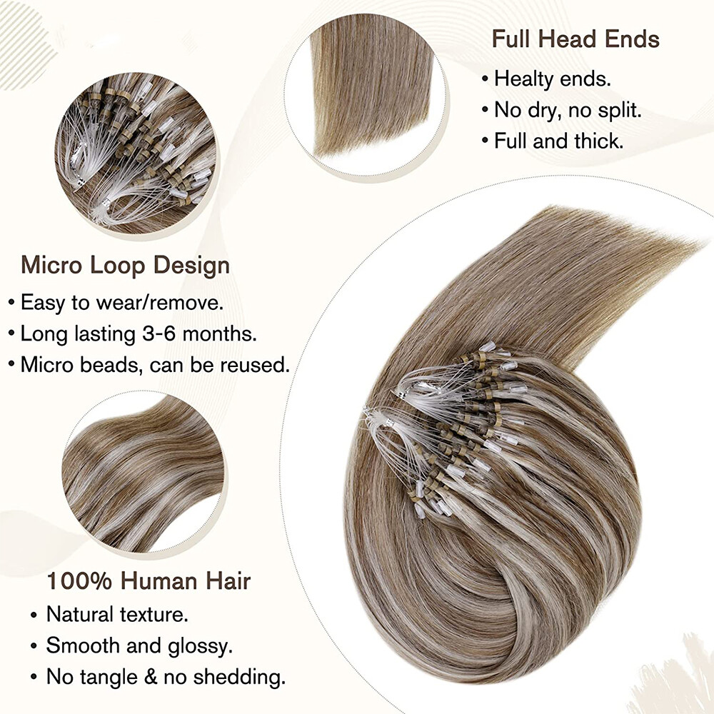 CLEARANCE Micro Loop Ring Beads Remy Human Hair Extensions Nano Tips 200G THICK