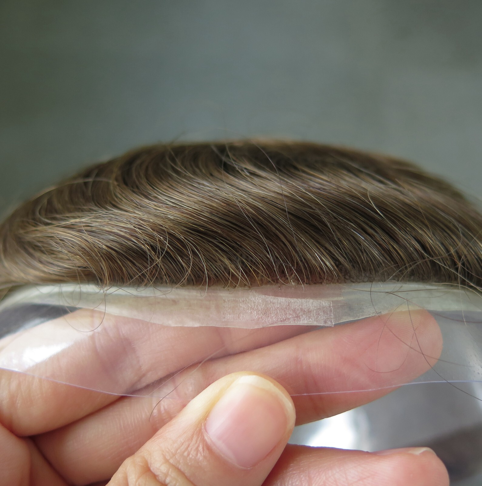 Toupee for Men Human Hair Replacement System Thin Skin BIO Brown Hairpieces #7