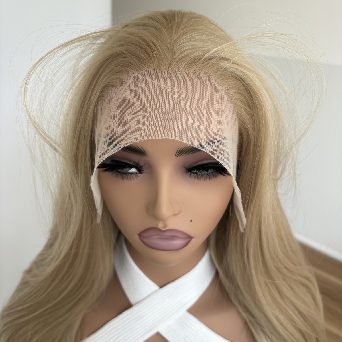 Heat Resistant Hair Lace Frontal Wig Mixed Blonde Soft Women Long Straight