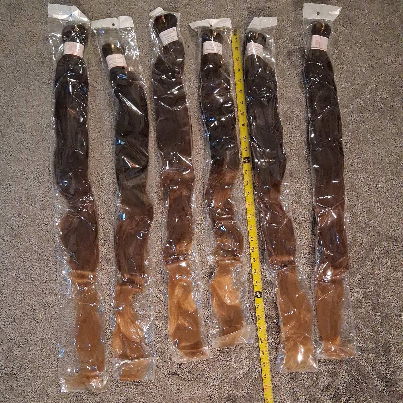 Lot of 6 bundles Liang Dain Hair For Extensions Crimped Dark Brown To Light.