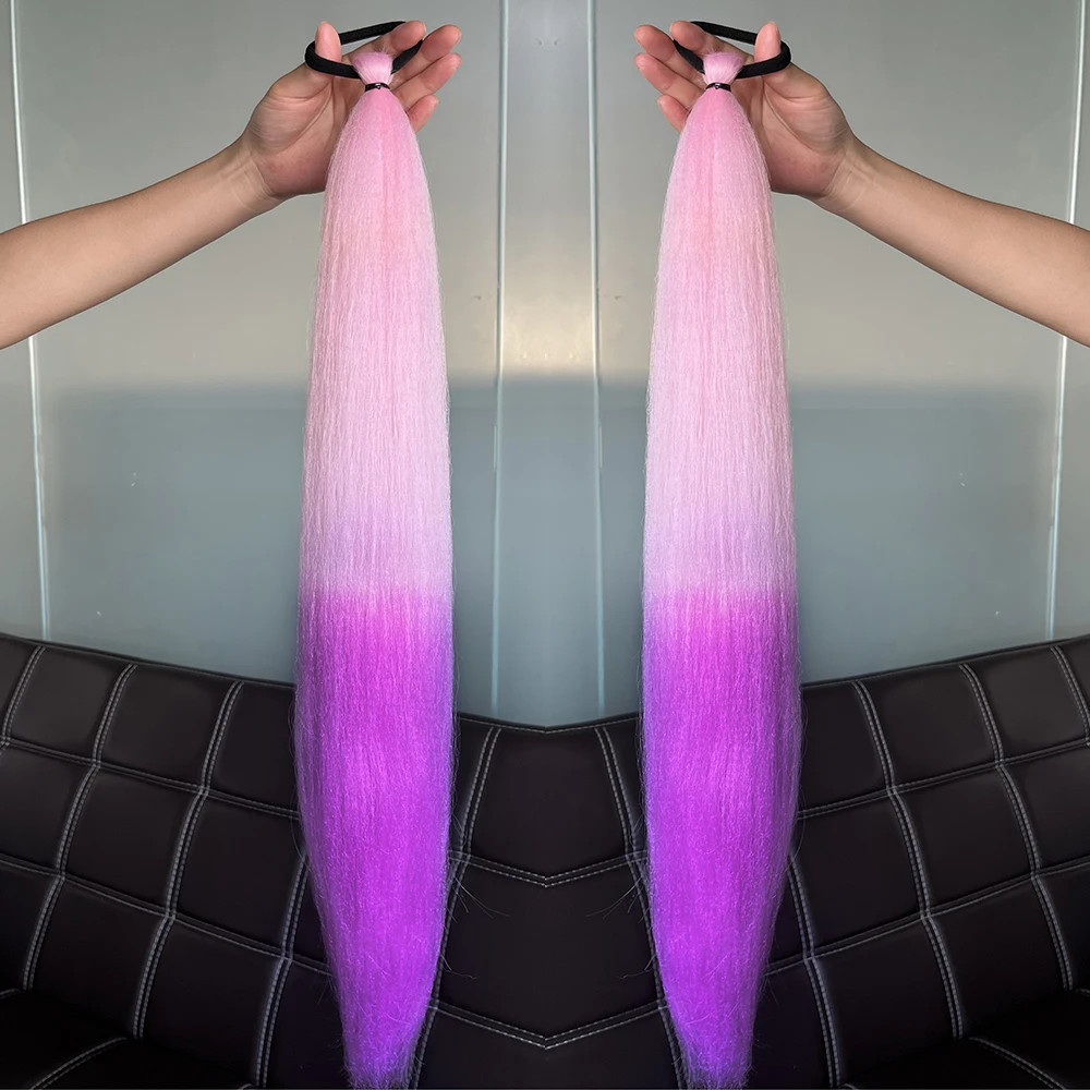 2Pcs Synthetic Straight Ponytail Hair Extensions With Elastic Hair Tie