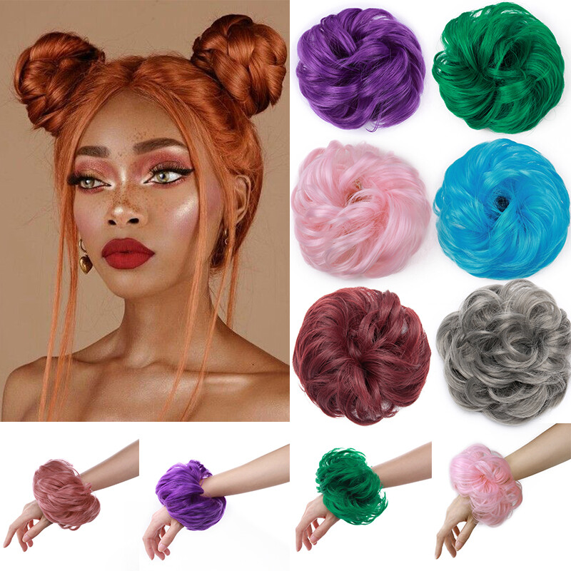 Curly Messy Hair Bun Piece Scrunchie Updo Thick Hair Extensions Real As Human S