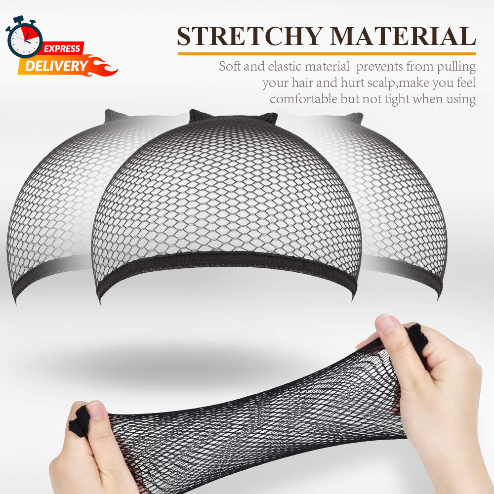 MORGLES 6PCS Wig Cap Non Slip, Black Mesh Net Wig Caps for Women Men, Weaving Ha