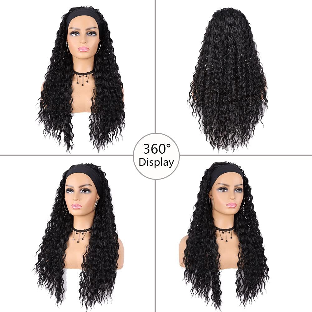 Headband Wigs for Black Women Wet and Wavy Headband Wig Curly Wave Synthetic …