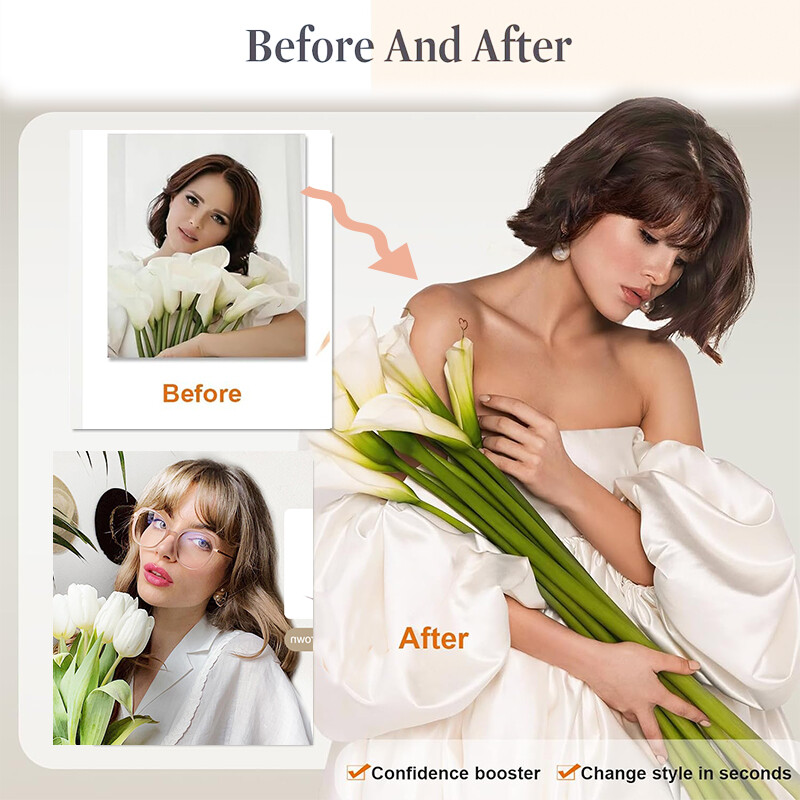 Thin Neat Bangs AS Remy Human Hair Extensions Clip in on Fringe Front Hairpieces
