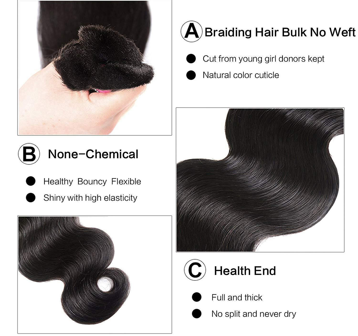 100 Human Hair Micro Braiding Best Quality Bulk Mink REMY Hair 22″ 100g/bundle