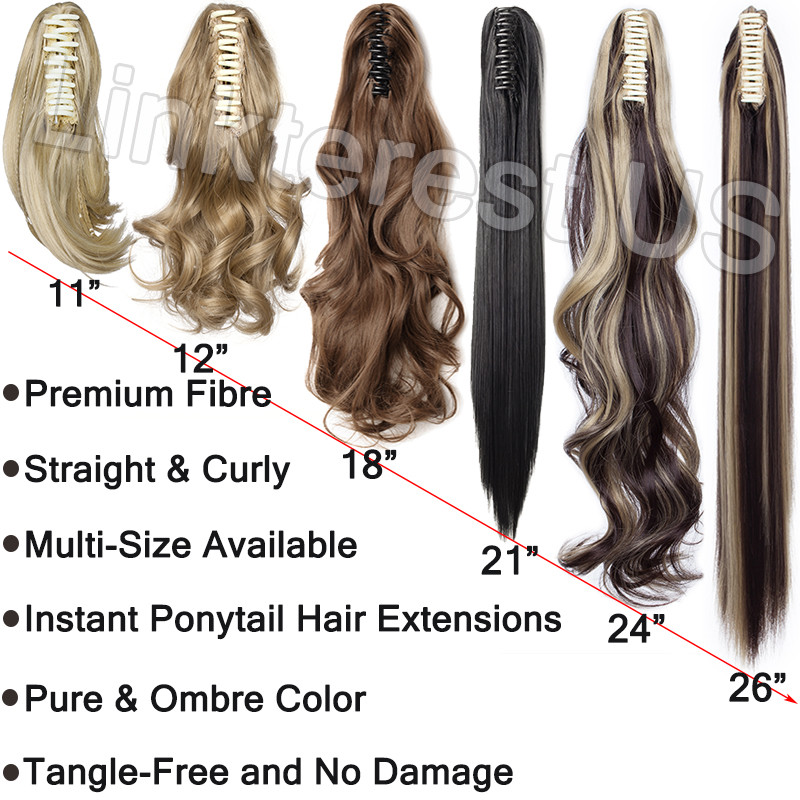 POP Lady Claw Ponytail Short Braid Long Curl As Real Pony Tail Hair Extensions a