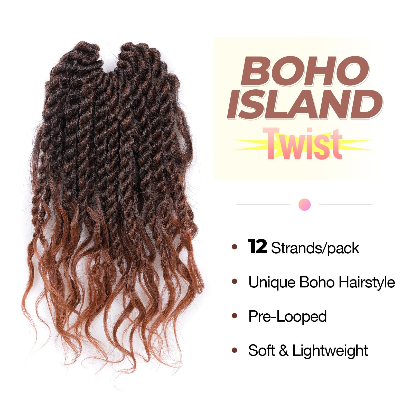 Toyotress Boho Island Twist – 10 Inch 8 Packs Short Bob Ombre Brown