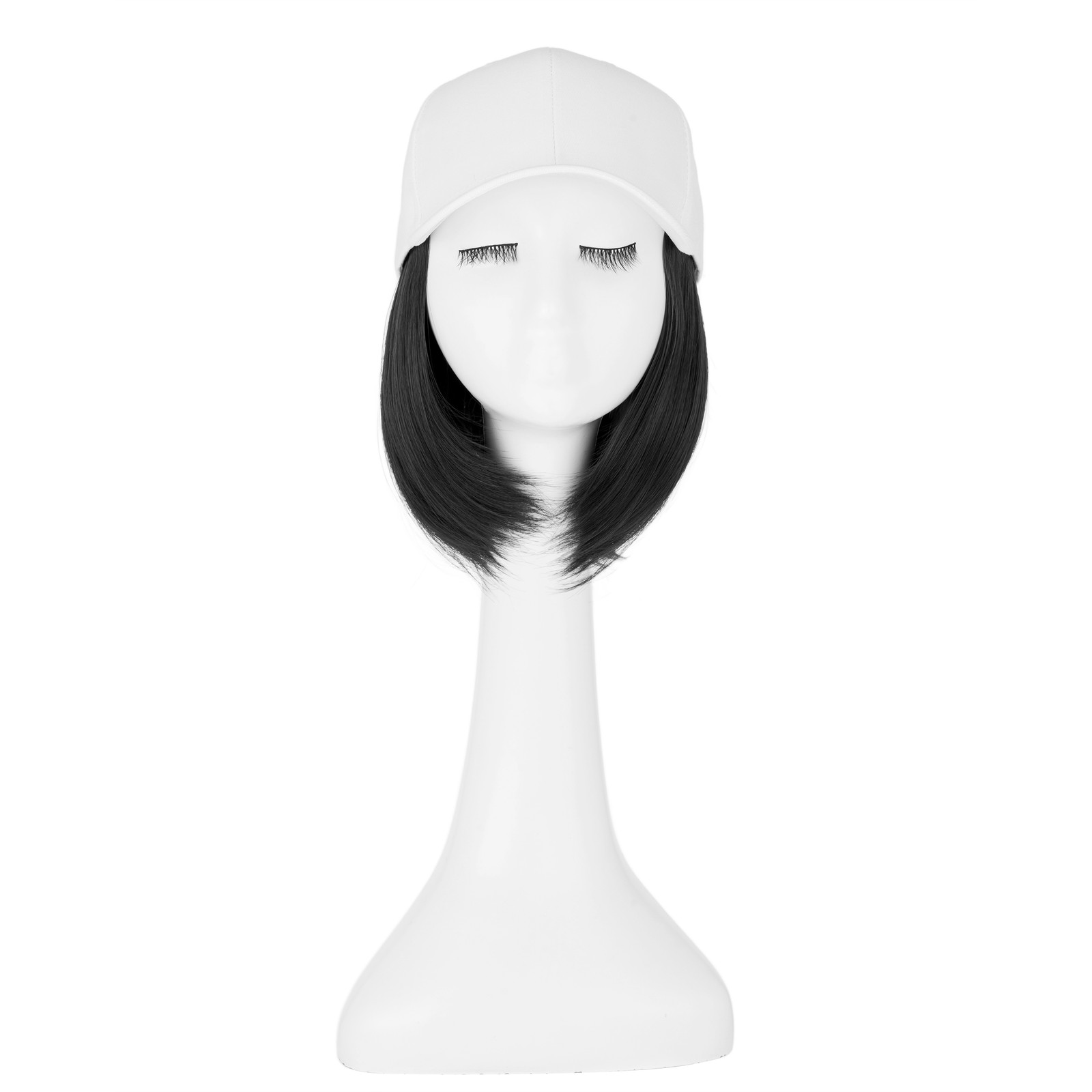 Instant Style Straight Cap Wig Adjustable White Baseball Hat Attached Hair