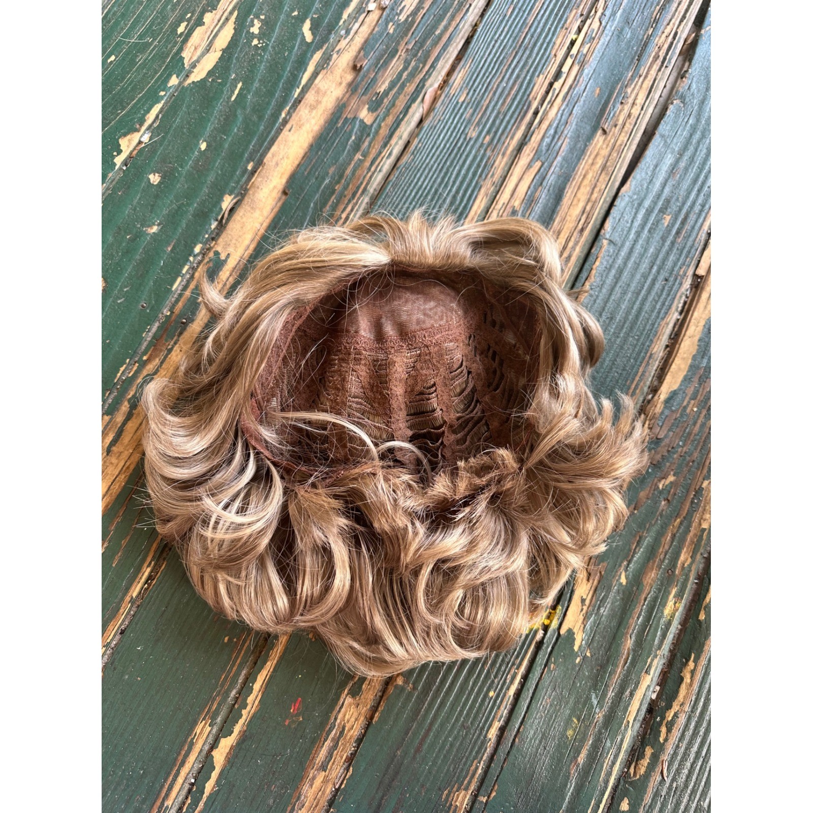 Vintage Blonde Curly Hairpiece Modacrylic Fiber Wavy Topper Korea Japan Fiber