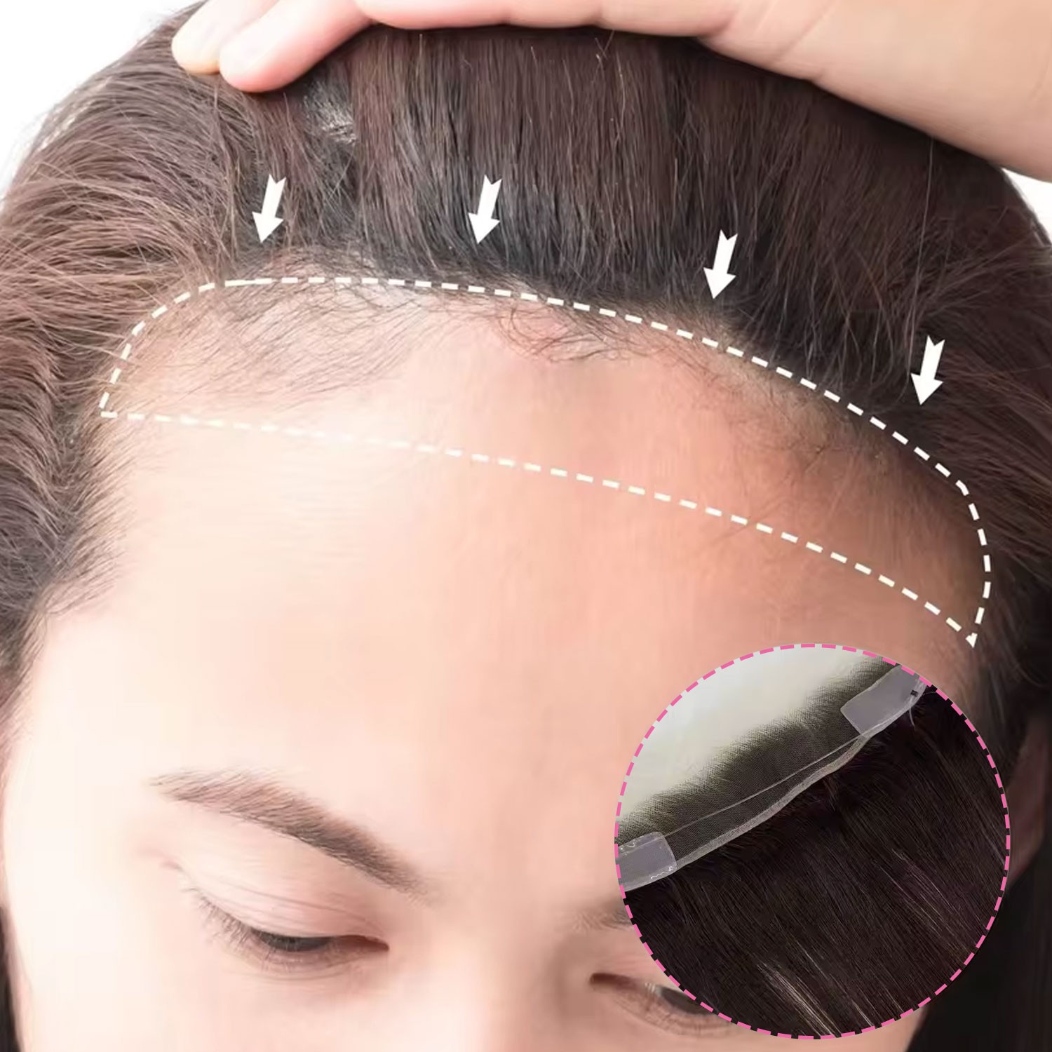 WIRE FULL LACE HAND-TIED FRONT HAIRLINE HUMAN HAIR PATCHE Hairpiece Women Topper