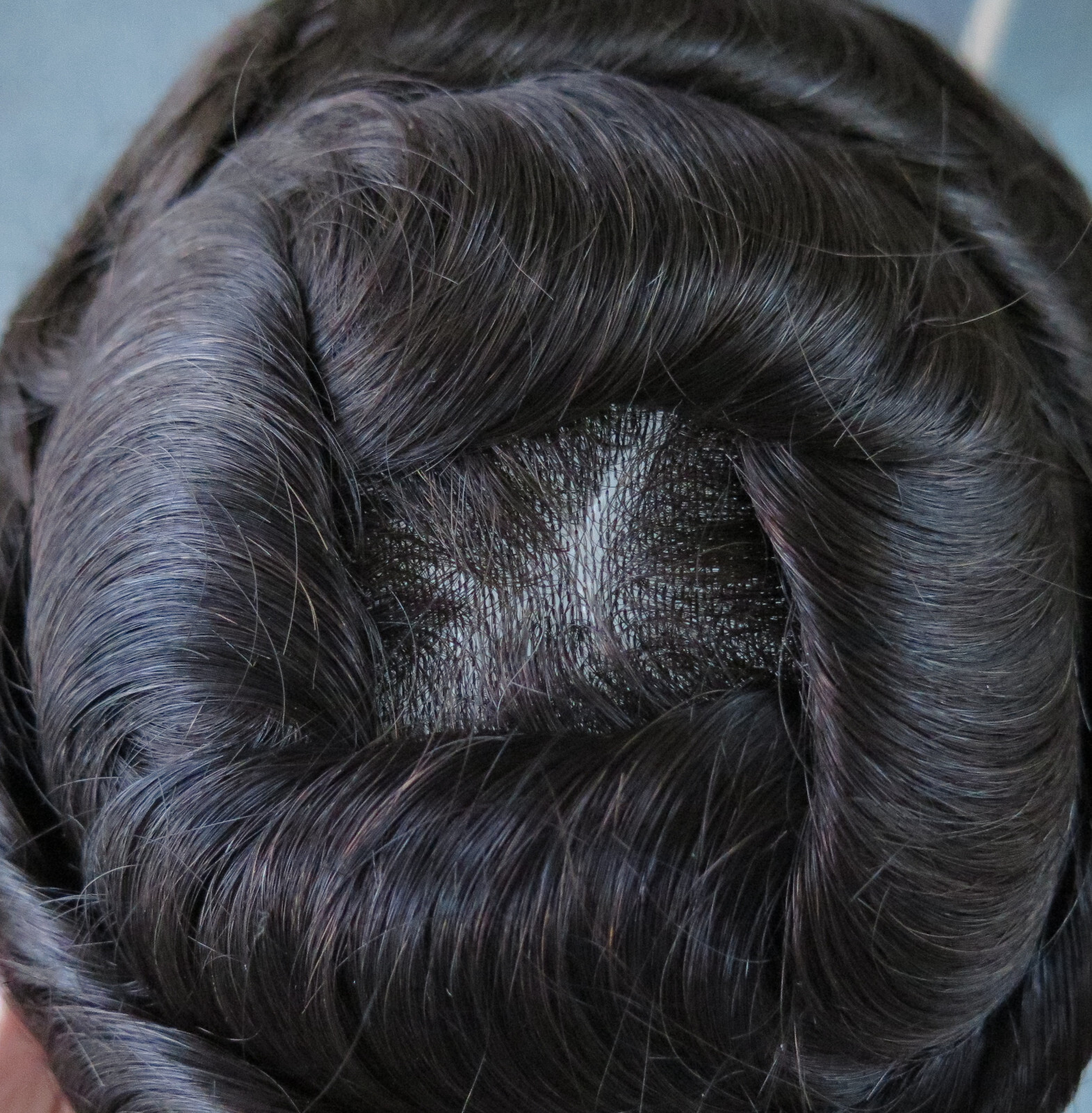 Mens 0.05mm Thin Skin Toupee Hair Replacement System Hairpieces Human Hair #1B
